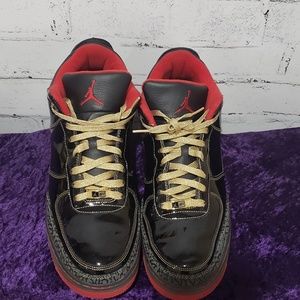 Black Jordan/Air force Ones patent leather shoes